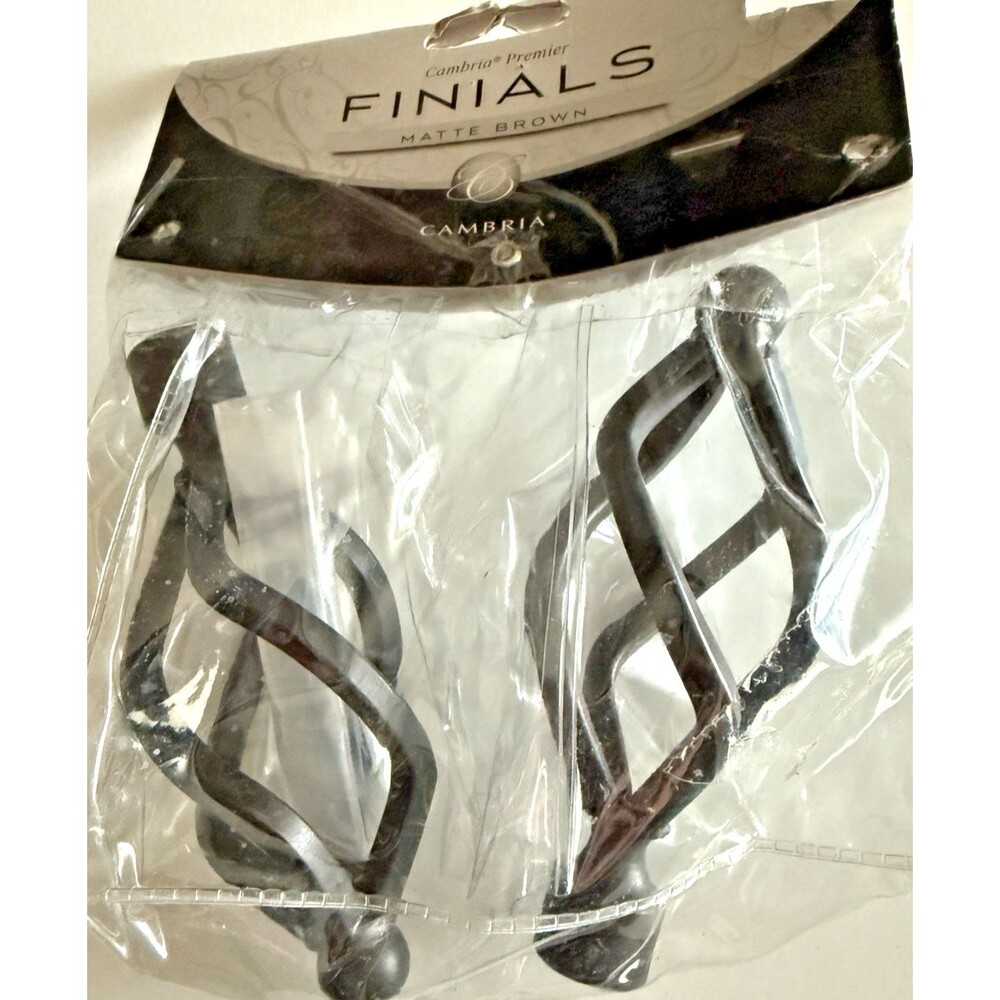 Cambria Classic Finials 5” Matt Brown Torch Set of 2 Bird Cage For Curtain Rods